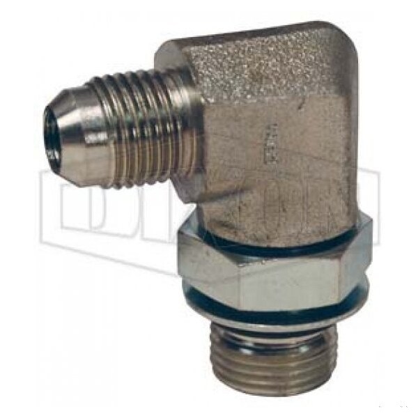 Hydraulic Elbow/adapter, 1-5/16-12 x 1-11 Nominal, 37Deg Male JIC Flare x Male BSPP, Carbon Steel, Dom